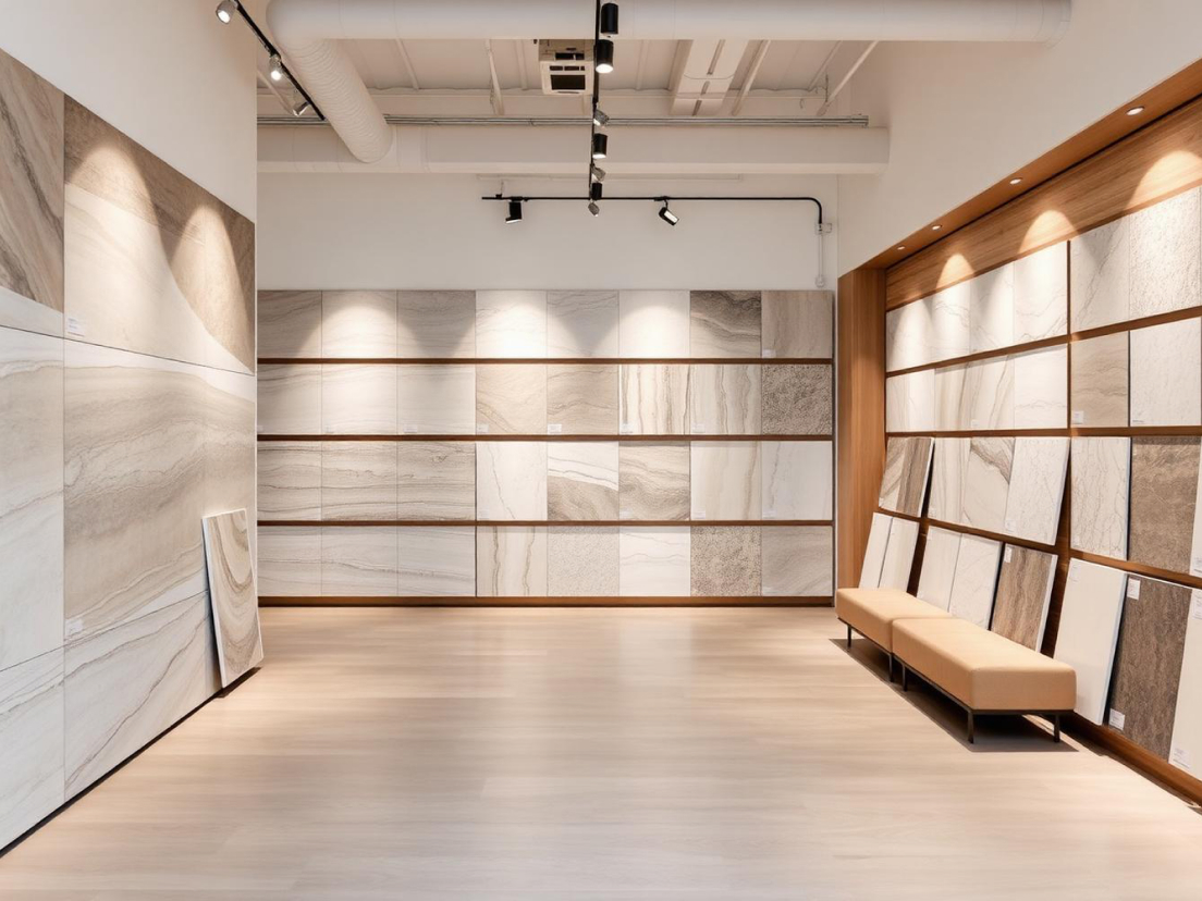 ATEGA Ausstellung mit Materialien und Oberflächen