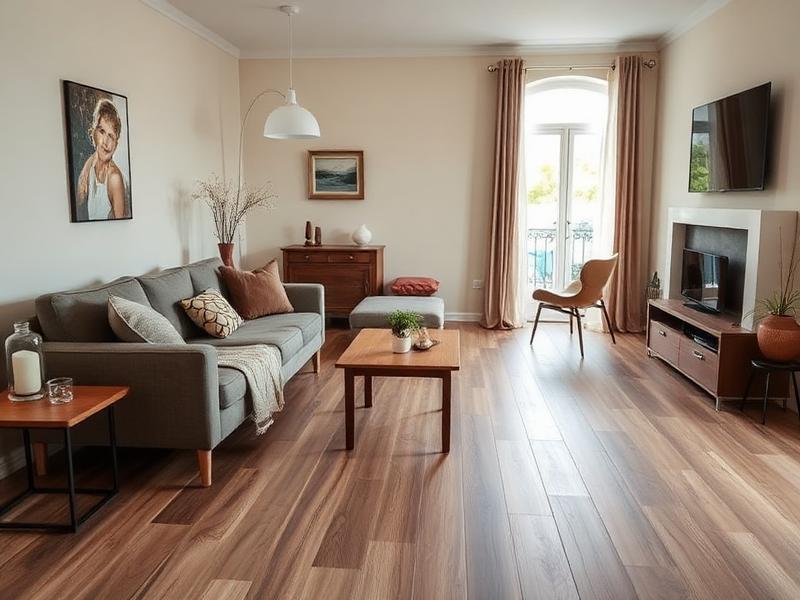 Wohnzimmer mit Holzoptik-Keramik